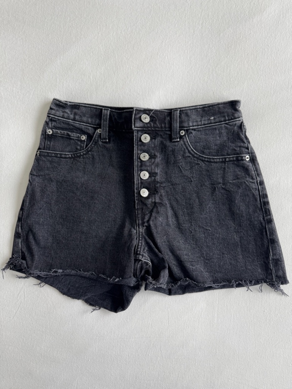 Abercrombie & Fitch Black Button-Front High-Waist Jean Shorts Size 27